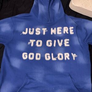 Blue Hoodie with White Text